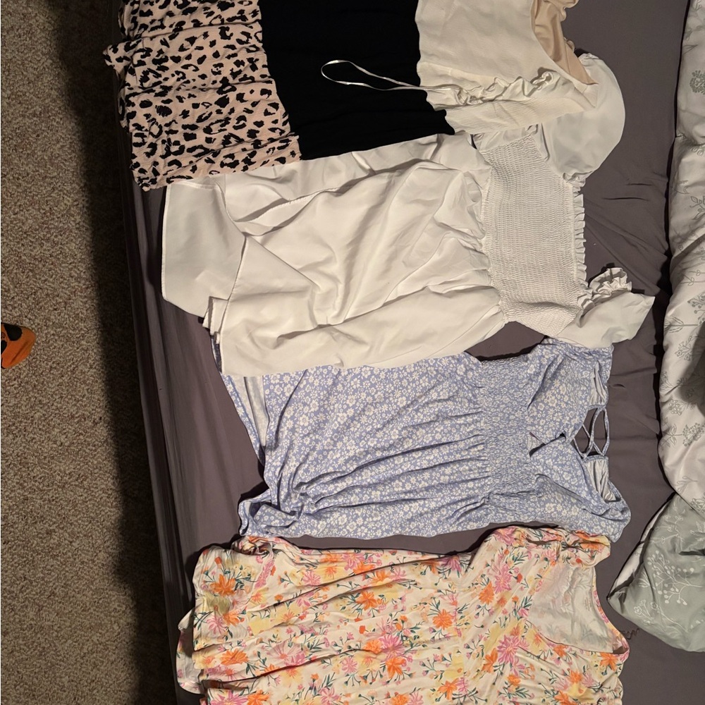 Floral and Blue Patterned Women's Tops